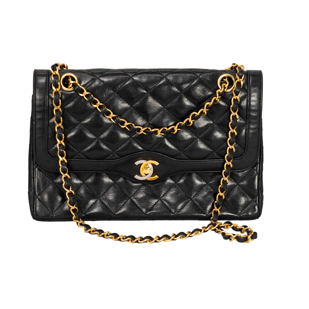Your Bag Now Mine Chanel Matelasse black quilted leather shoulder bag with gold-tone chain strap and CC turn-lock
