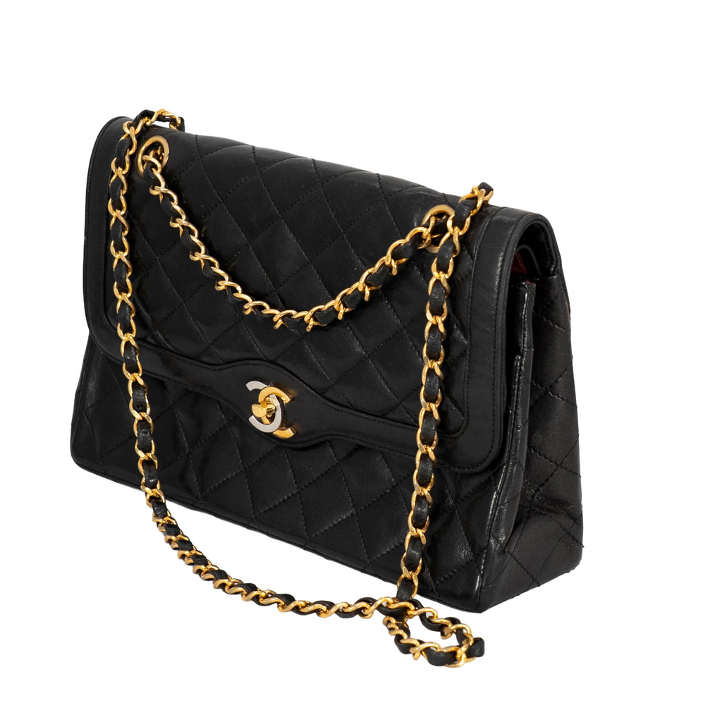Your Bag Now Mine Chanel Matelasse black quilted leather shoulder bag with gold-tone chain strap and CC turn-lock