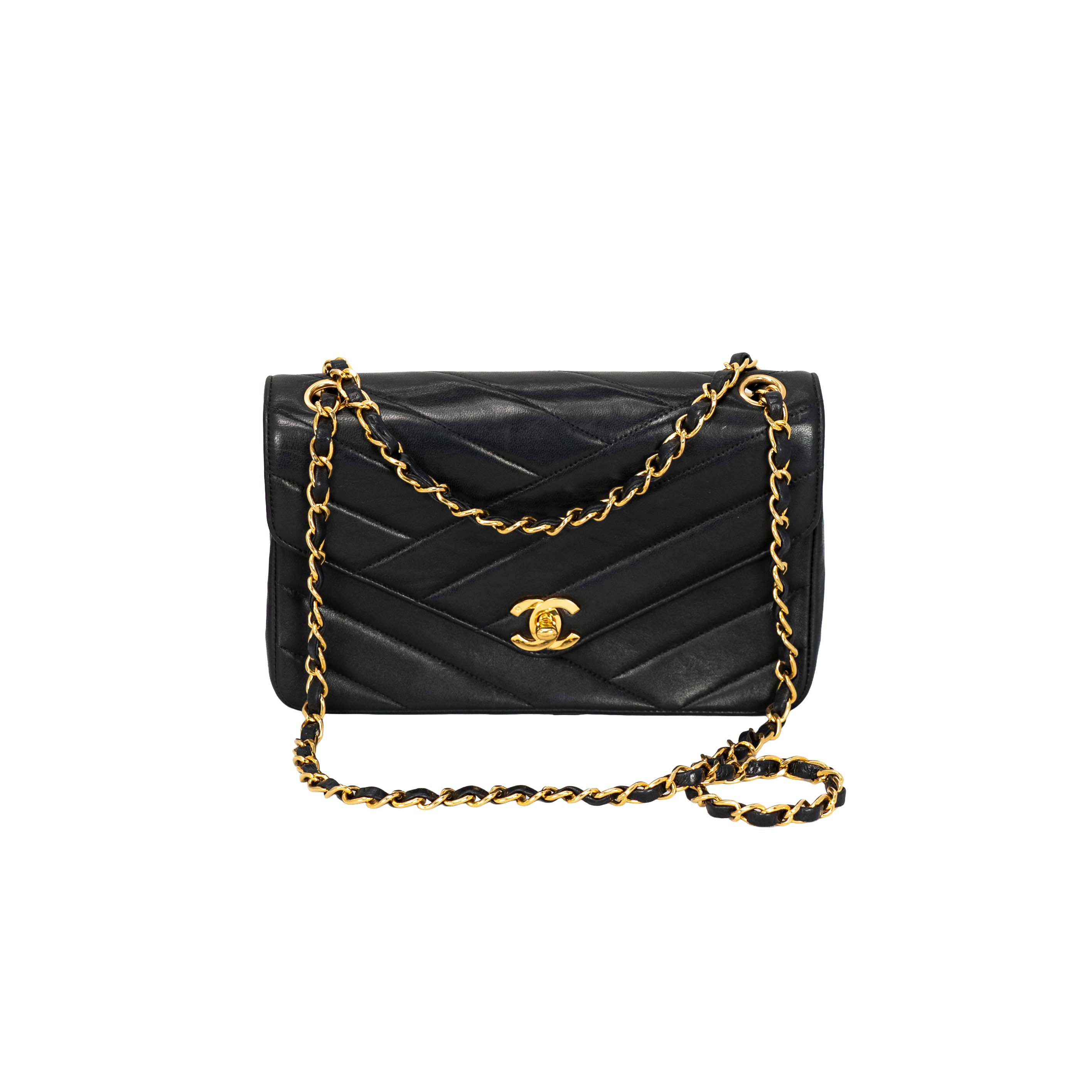Chanel - Diagonal Stitch Lamb Chain Shoulder