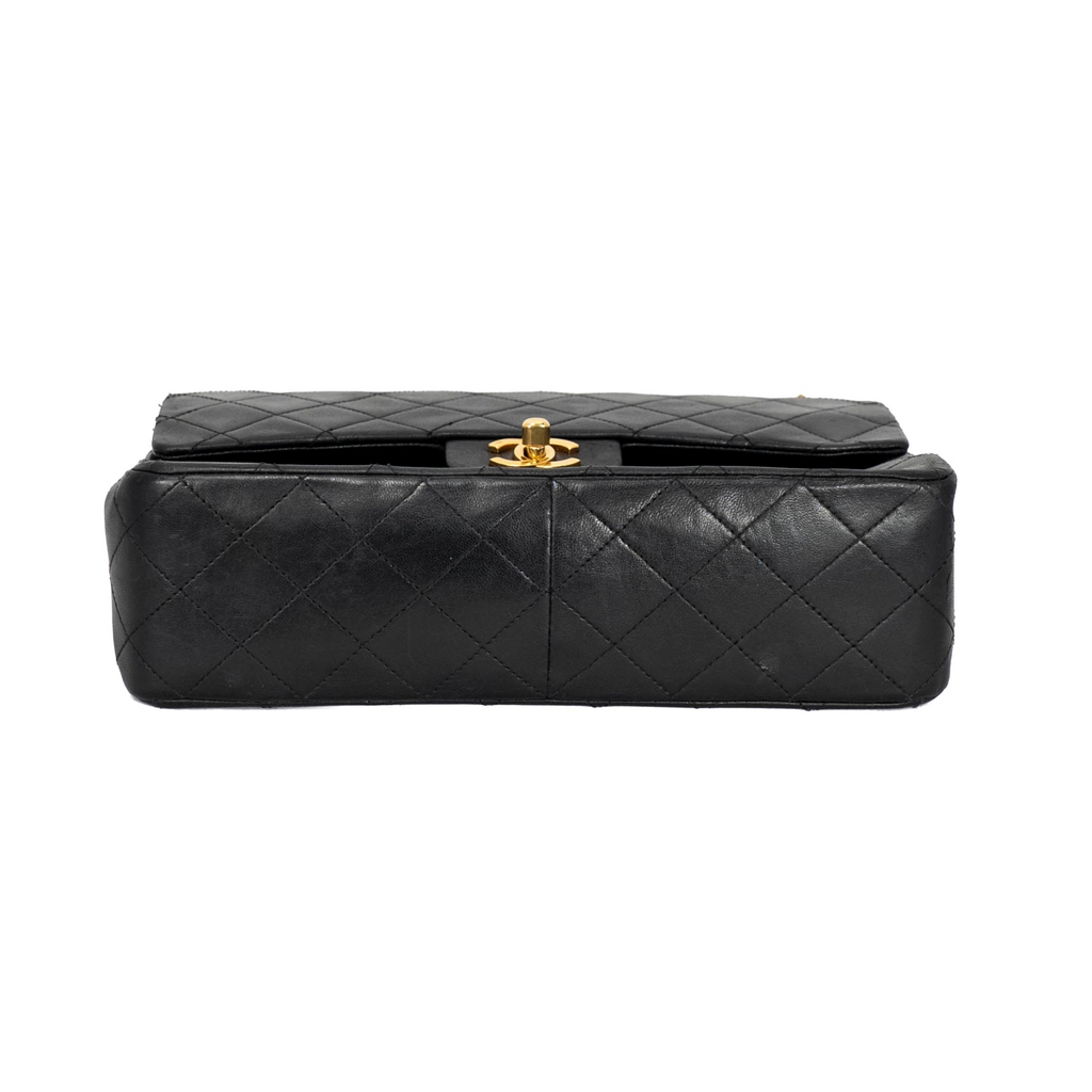 Your Bag Now Mine Chanel black quilted leather trapezoid shoulder bag with gold-tone CC turn-lock closure