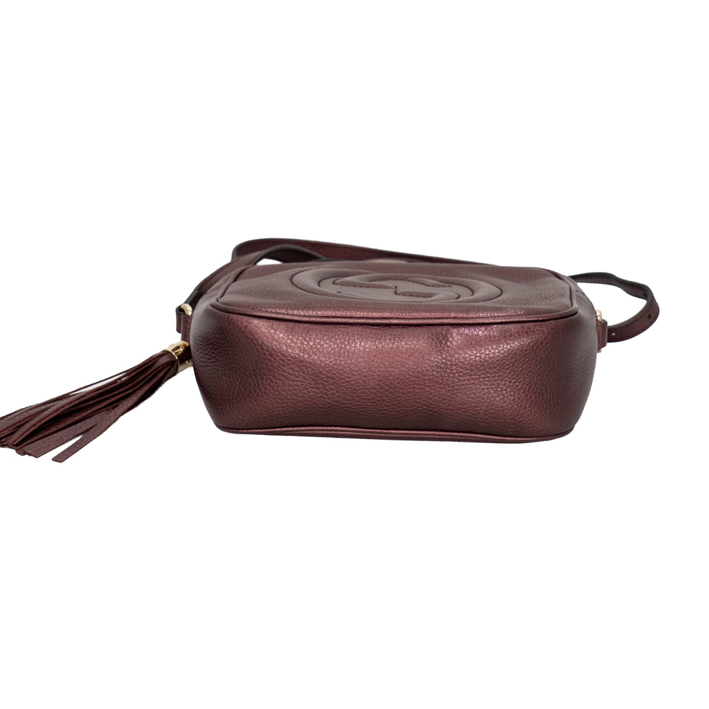 Bottom of Gucci Metallic Pebbled Calfskin Small Soho Disco Bag