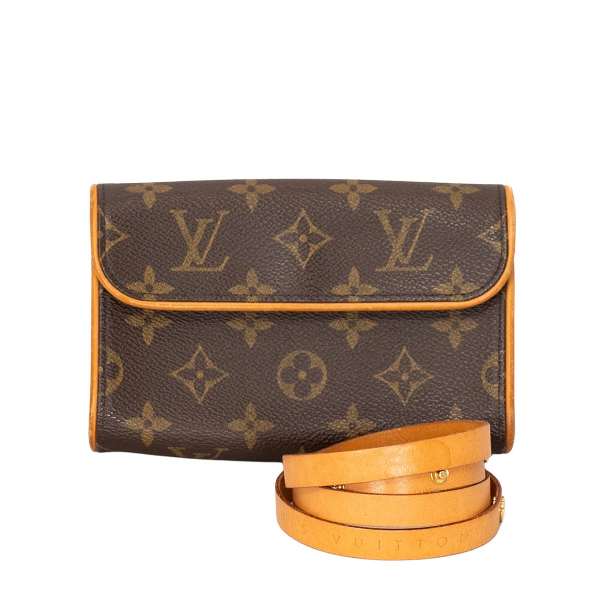Your Bag Now Mine Louis Vuitton Pochette Florentine in monogram coated canvas with vachetta leather trim and belt