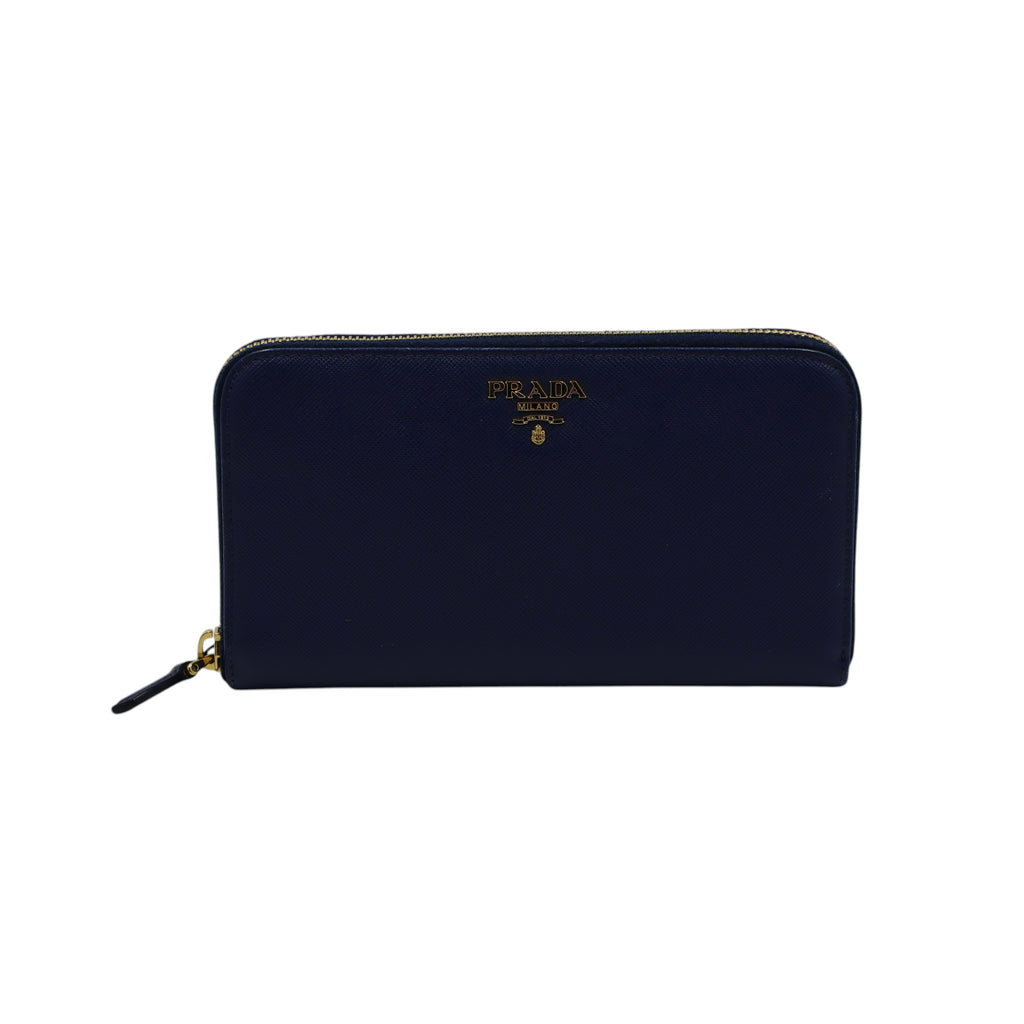 Prada - Saffiano Metal Zip Around Wallet in Baltico