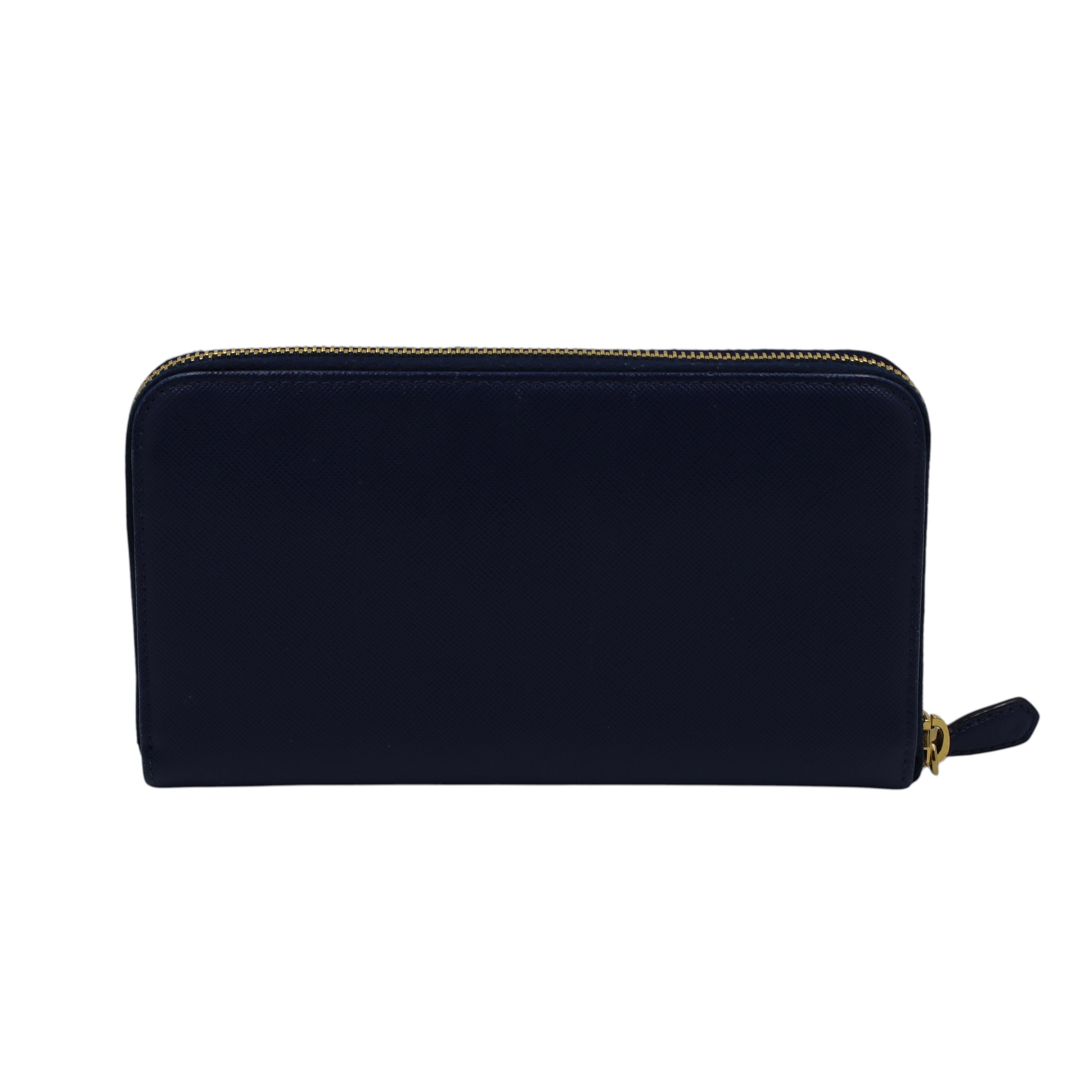 Prada - Saffiano Metal Zip Around Wallet in Baltico