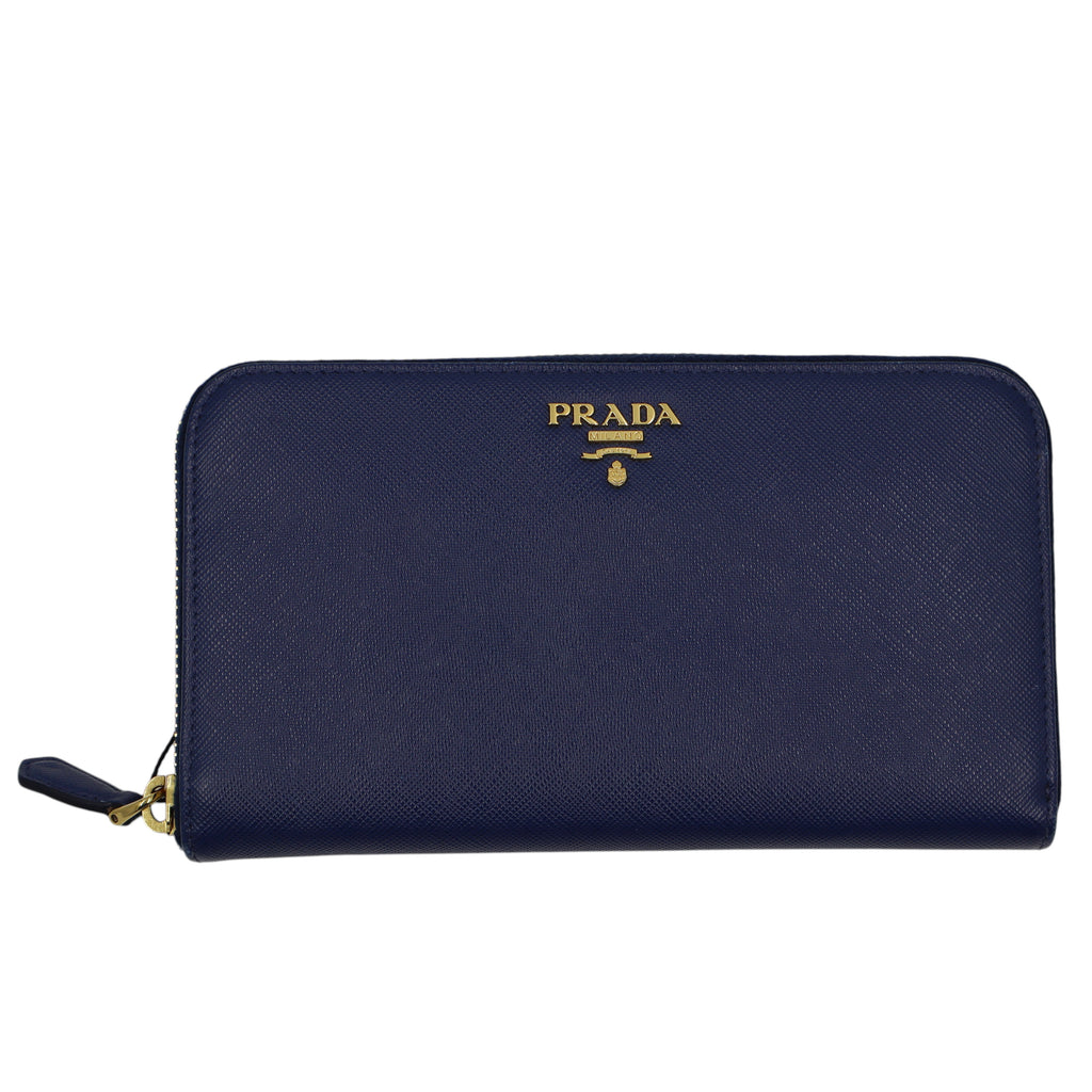 Prada - Saffiano Metal Zip Around Wallet in Baltico