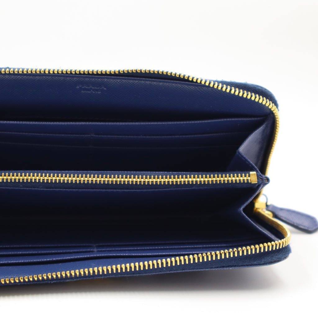 Prada - Saffiano Metal Zip Around Wallet in Baltico