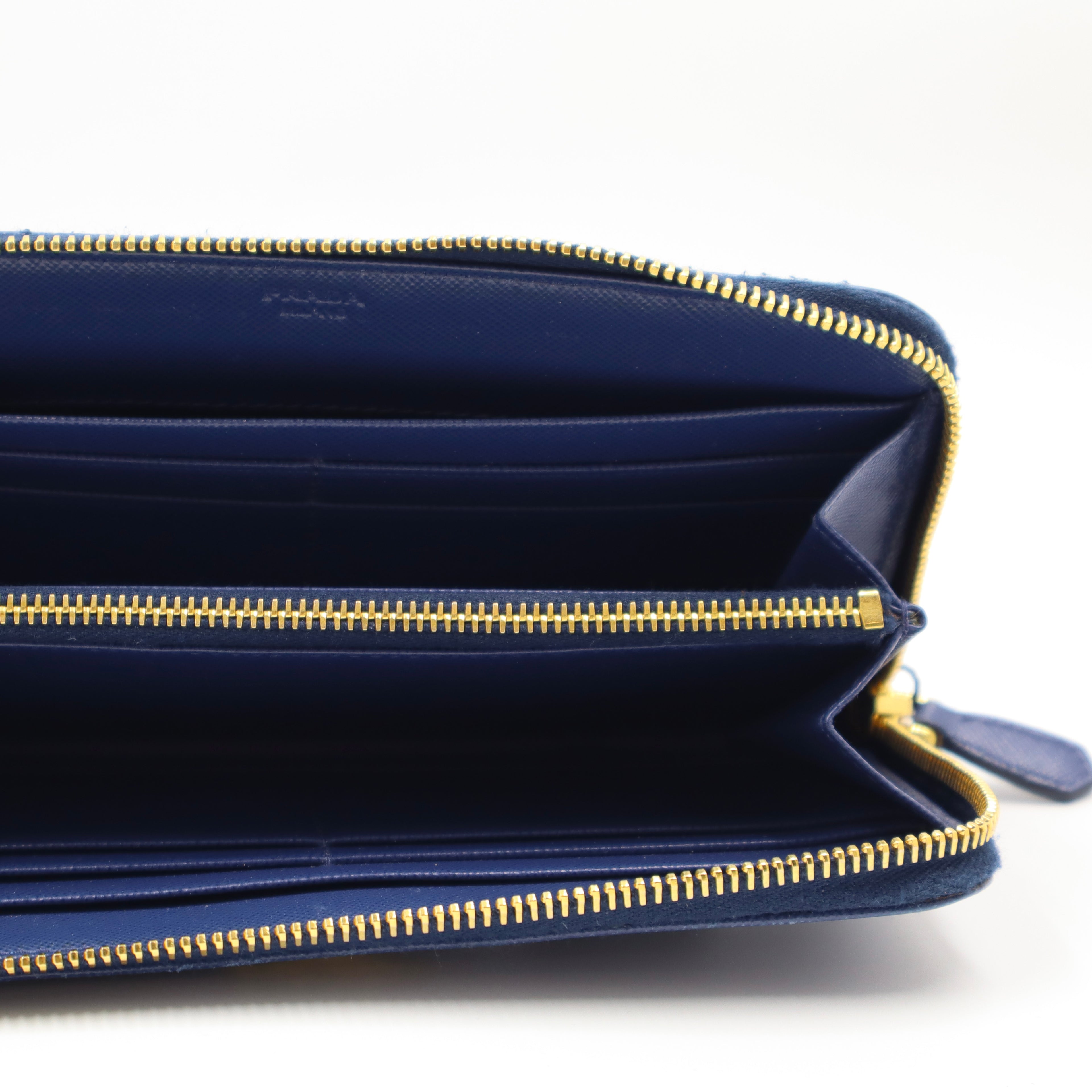 Prada - Saffiano Metal Zip Around Wallet in Baltico