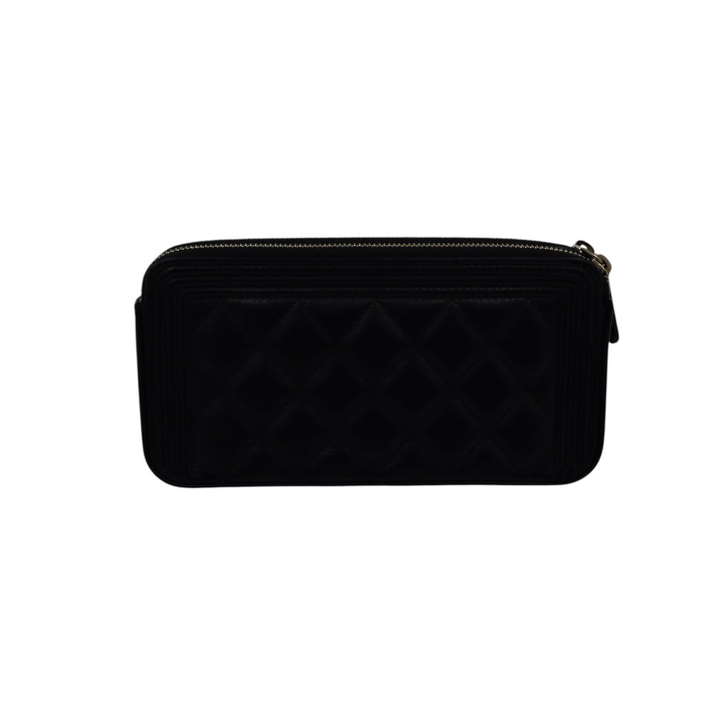 Chanel - Calfskin Quilted Small Boy Clutch with Chain