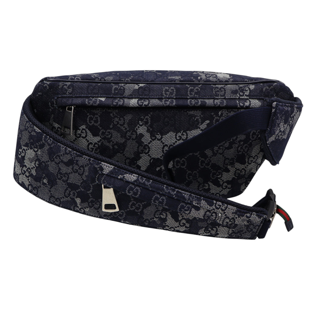 Gucci - Denim Monogram Web Belt Bag