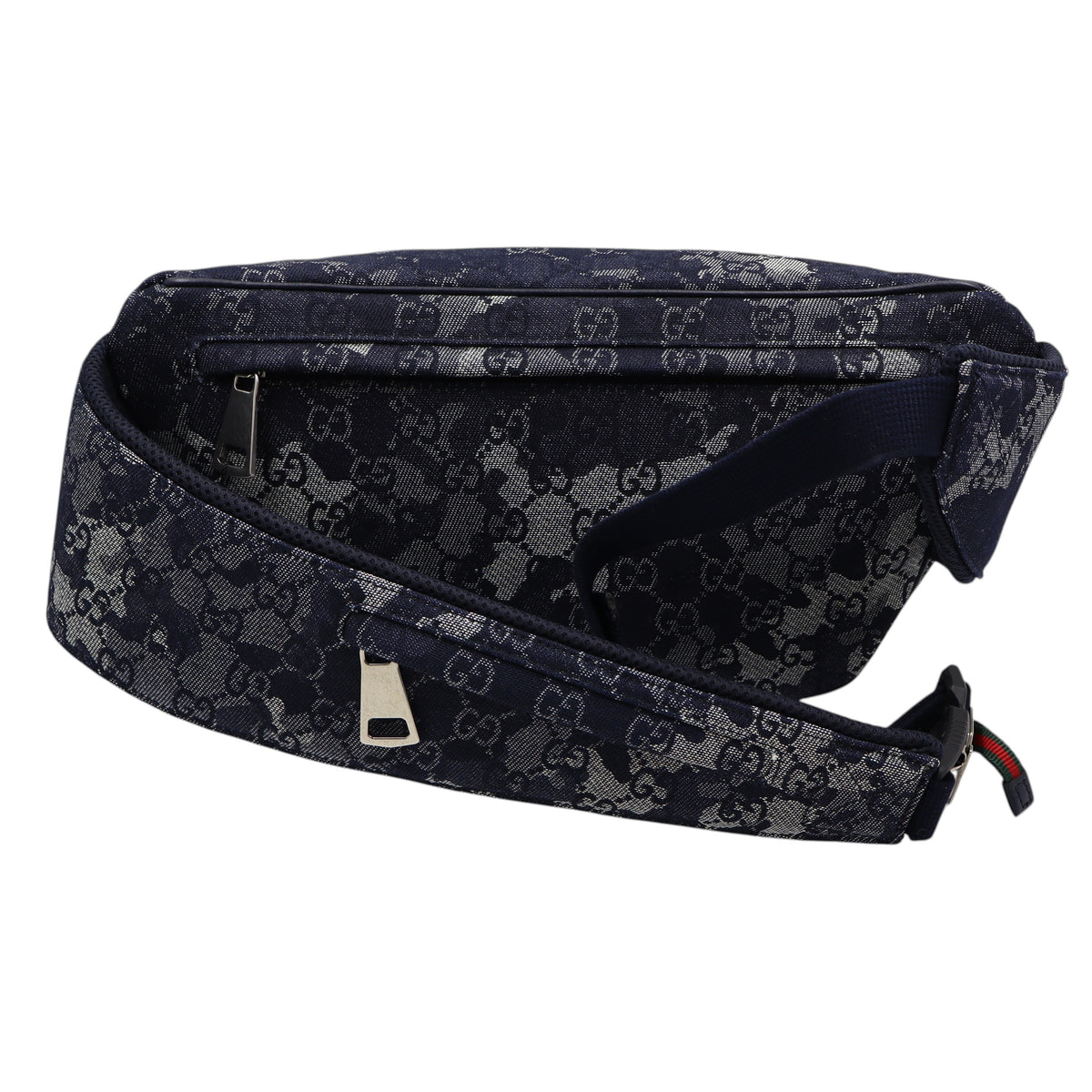 Gucci - Denim Monogram Web Belt Bag