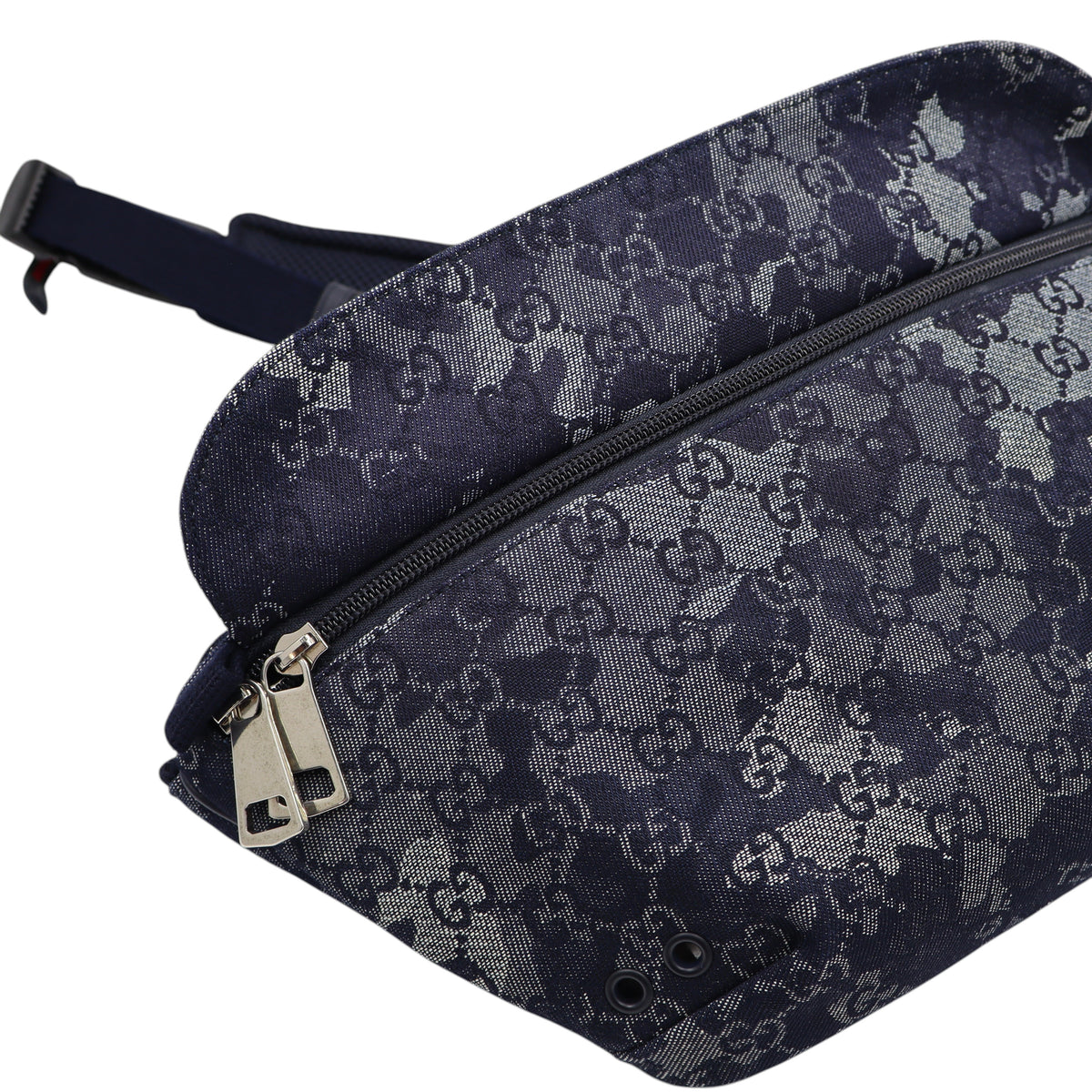 Gucci - Denim Monogram Web Belt Bag