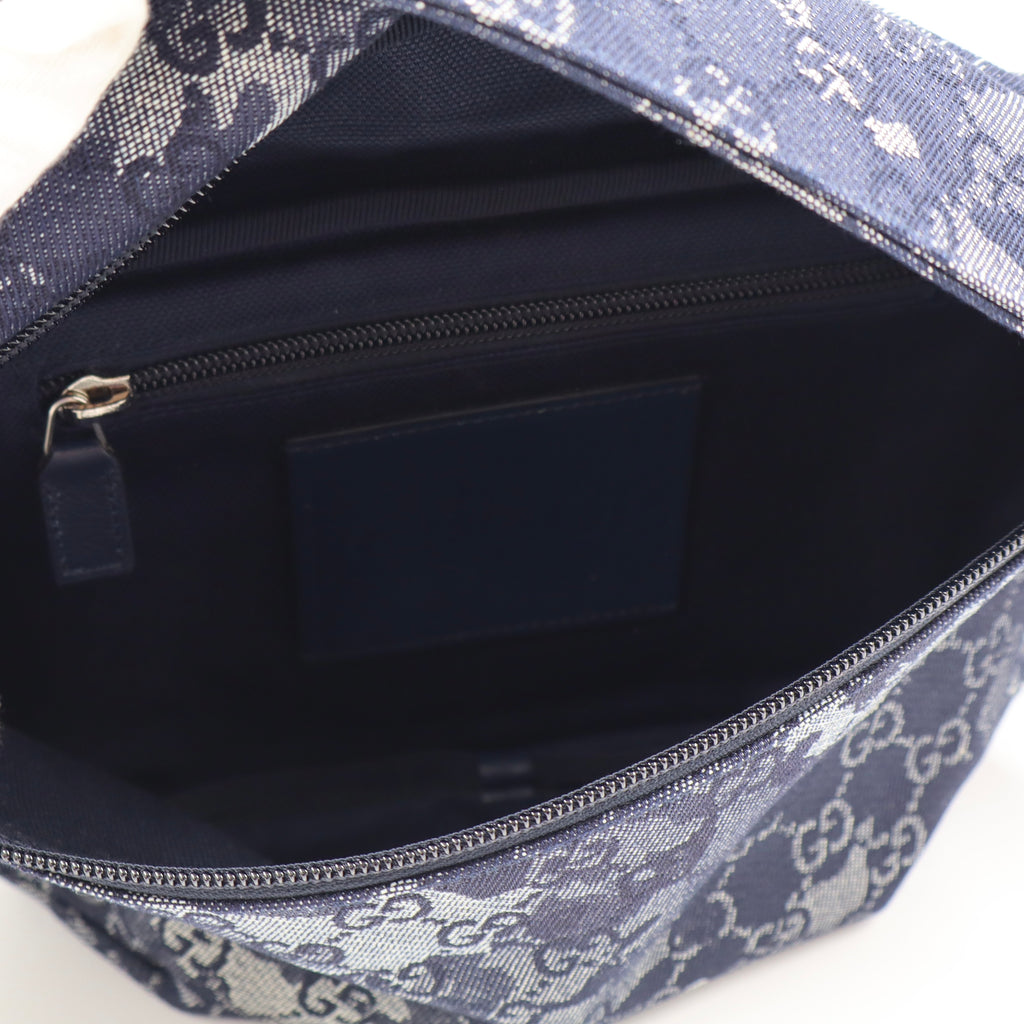 Gucci - Denim Monogram Web Belt Bag